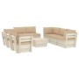 9-piece pallet garden furniture and fir wood cushions by vidaXL, Garden sets - Ref: Foro24-3063651, Price: 658,02 €, Discount: %