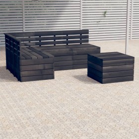 Gartenpalettenmöbel 5 Stk. massives Kiefernholz dunkelgrau von vidaXL, Gartensets - Ref: Foro24-3063743, Preis: 332,99 €, Rab...