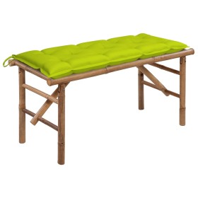 Banco de jardín plegable con cojín bambú 118 cm de vidaXL, Bancos de jardín - Ref: Foro24-3063875, Precio: 79,56 €, Descuento: %