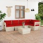 6-piece pallet garden furniture and fir wood cushions by vidaXL, Garden sets - Ref: Foro24-3063570, Price: 490,97 €, Discount: %