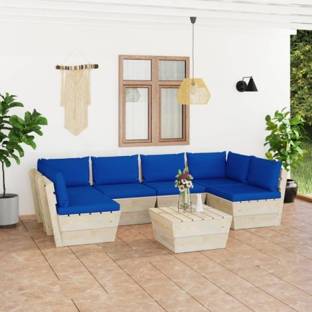 7-piece pallet garden furniture and fir wood cushions by vidaXL, Garden sets - Ref: Foro24-3063598, Price: 530,51 €, Discount: %