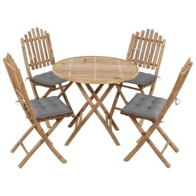 5-piece folding garden dining set with bamboo cushions by vidaXL, Garden sets - Ref: Foro24-3063976, Price: 255,99 €, Discoun...