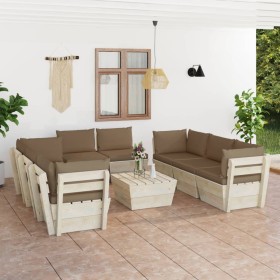 9-piece pallet garden furniture and fir wood cushions by vidaXL, Garden sets - Ref: Foro24-3063656, Price: 714,99 €, Discount: %