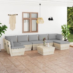 8-piece pallet garden furniture and fir wood cushions by vidaXL, Garden sets - Ref: Foro24-3063613, Price: 525,99 €, Discount: %