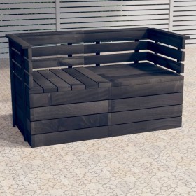 2 seater garden pallet sofa solid dark gray pine wood by vidaXL, Garden sets - Ref: Foro24-3063735, Price: 138,56 €, Discount: %