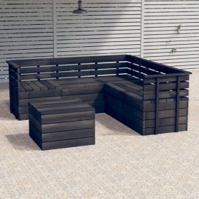 Garden pallet furniture 6 pcs solid dark gray pine wood by vidaXL, Garden sets - Ref: Foro24-3063749, Price: 398,99 €, Discou...