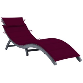 Lounger with solid gray acacia wood cushion by vidaXL, Loungers - Ref: Foro24-3064053, Price: 134,99 €, Discount: %