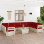 Garden furniture made of 10 pallet pieces and fir wood cushions. by vidaXL, Garden sets - Ref: Foro24-3063633, Price: 791,64 ...