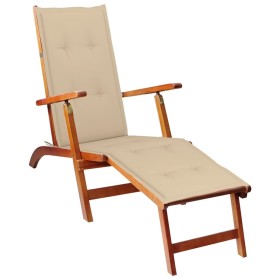 Garden lounge chair with footrest and solid acacia wood cushion. by vidaXL, Loungers - Ref: Foro24-3064017, Price: 149,48 €, ...