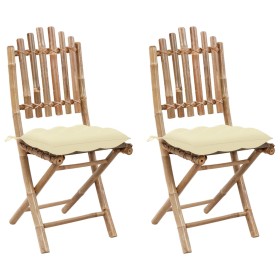 Folding garden chairs with cushions 2 units bamboo by vidaXL, Garden chairs - Ref: Foro24-3064004, Price: 107,76 €, Discount: %