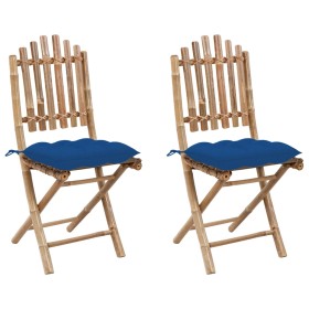 Folding garden chairs with cushions 2 units bamboo by vidaXL, Garden chairs - Ref: Foro24-3064012, Price: 107,92 €, Discount: %