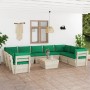 10-piece pallet garden furniture and fir wood cushions by vidaXL, Garden sets - Ref: Foro24-3063629, Price: 743,57 €, Discoun...