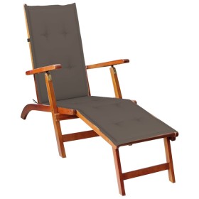 Garden lounge chair with footrest and solid acacia wood cushion. by vidaXL, Loungers - Ref: Foro24-3064022, Price: 143,99 €, ...