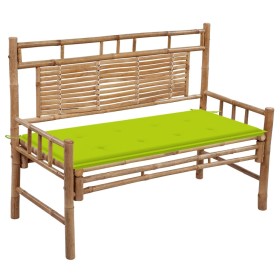 Banco de jardín con cojín bambú 120 cm de vidaXL, Bancos de jardín - Ref: Foro24-3063887, Precio: 129,86 €, Descuento: %