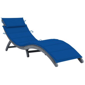 Solid Acacia Wood Lounger with Gray Cushion by vidaXL, Loungers - Ref: Foro24-3064054, Price: 132,99 €, Discount: %