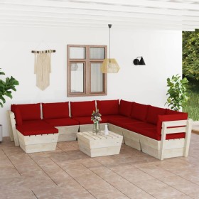 9-piece pallet garden furniture and fir wood cushions by vidaXL, Garden sets - Ref: Foro24-3063669, Price: 578,20 €, Discount: %