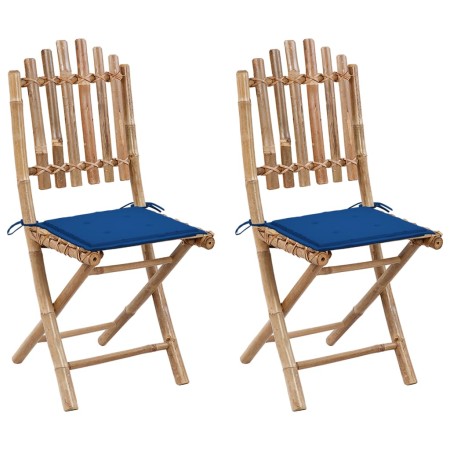 Folding garden chairs 2 units bamboo with cushions by vidaXL, Garden chairs - Ref: Foro24-3063991, Price: 100,09 €, Discount: %