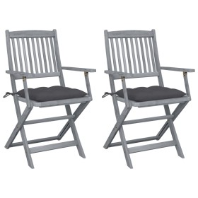 Folding garden chairs 2 units with solid acacia wood cushions by vidaXL, Garden chairs - Ref: Foro24-3064497, Price: 116,21 €...