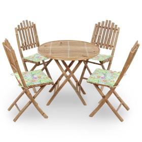 5-piece folding outdoor dining set with bamboo cushions by vidaXL, Garden sets - Ref: Foro24-3063972, Price: 285,99 €, Discou...