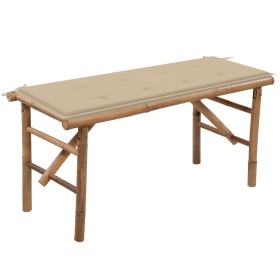 Folding garden bench with bamboo cushion 118 cm by vidaXL, garden benches - Ref: Foro24-3063852, Price: 77,20 €, Discount: %