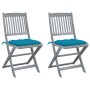 Folding garden chairs 2 pcs cushions solid acacia wood by vidaXL, Garden chairs - Ref: Foro24-3064555, Price: 131,26 €, Disco...