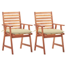 Garden dining chairs 2 pcs solid acacia wood and cushions by vidaXL, Garden chairs - Ref: Foro24-3064337, Price: 132,99 €, Di...