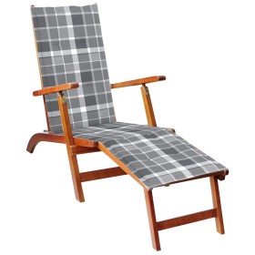 Garden lounger with footrest and cushion in solid acacia wood by vidaXL, Loungers - Ref: Foro24-3064028, Price: 139,37 €, Dis...