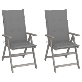 Reclining garden chairs 2 pcs solid acacia wood cushions by vidaXL, Garden chairs - Ref: Foro24-3064699, Price: 172,17 €, Dis...