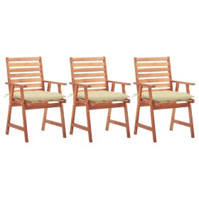 Garden dining chairs 3 pcs solid acacia wood with cushions by vidaXL, Garden chairs - Ref: Foro24-3064364, Price: 220,10 €, D...