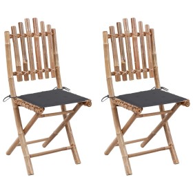 Folding garden chairs 2 units bamboo with cushions by vidaXL, Garden chairs - Ref: Foro24-3063987, Price: 112,83 €, Discount: %