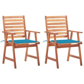 Garden dining chairs and cushions 2 units solid acacia wood by vidaXL, Garden chairs - Ref: Foro24-3064324, Price: 126,59 €, ...