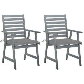 Garden dining chairs 2 pcs solid acacia wood with cushions by vidaXL, Garden chairs - Ref: Foro24-3064402, Price: 180,23 €, D...