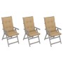 Reclining garden chairs 3 pcs solid acacia wood cushions by vidaXL, Garden chairs - Ref: Foro24-3064746, Price: 236,68 €, Dis...