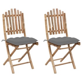 Folding garden chairs with cushions, 2 units bamboo by vidaXL, Garden chairs - Ref: Foro24-3064003, Price: 107,76 €, Discount: %