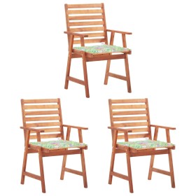 Garden dining chairs 3 units solid acacia wood and cushions by vidaXL, Garden chairs - Ref: Foro24-3064359, Price: 221,43 €, ...