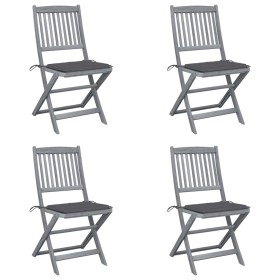 Folding garden chairs 4 pcs cushions solid acacia wood by vidaXL, Garden chairs - Ref: Foro24-3064563, Price: 206,99 €, Disco...