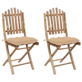 Folding garden chairs with cushions 2 units bamboo by vidaXL, Garden chairs - Ref: Foro24-3064005, Price: 104,24 €, Discount: %