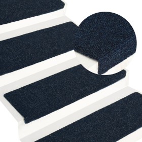 Alfombrilla de escaleras 15 uds tela punzonada azul 65x21x4 cm de vidaXL, Alfombrillas para escalones - Ref: Foro24-326191, P...