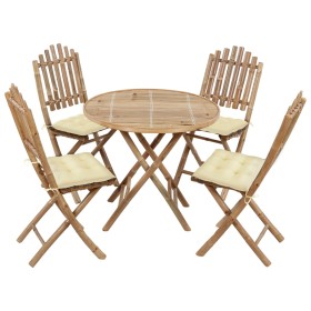 Folding 5-piece garden dining set with bamboo cushions by vidaXL, Garden sets - Ref: Foro24-3063977, Price: 251,99 €, Discoun...