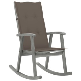 Silla mecedora con cojines madera maciza de acacia gris de vidaXL, Sillas de jardín - Ref: Foro24-3064217, Precio: 210,18 €, ...