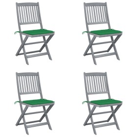 Folding garden chairs 4 pcs cushions solid acacia wood by vidaXL, Garden chairs - Ref: Foro24-3064568, Price: 199,99 €, Disco...