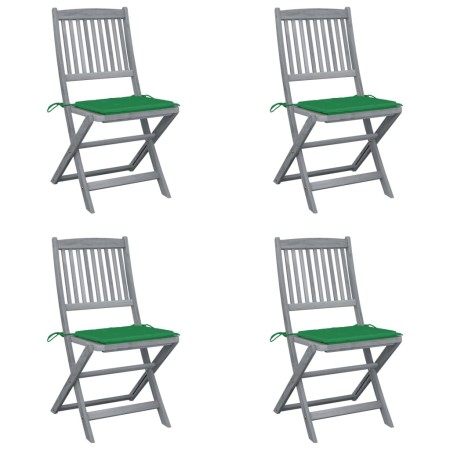 Folding garden chairs 4 pcs cushions solid acacia wood by vidaXL, Garden chairs - Ref: Foro24-3064568, Price: 200,16 €, Disco...