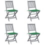 Folding garden chairs 4 pcs cushions solid acacia wood by vidaXL, Garden chairs - Ref: Foro24-3064568, Price: 200,16 €, Disco...