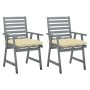 Garden dining chairs 2 pcs solid acacia wood with cushions by vidaXL, Garden chairs - Ref: Foro24-3064418, Price: 182,88 €, D...