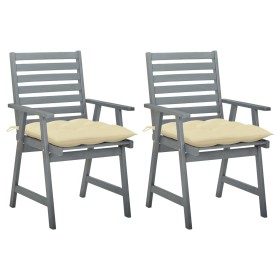 Garden dining chairs 2 pcs solid acacia wood with cushions by vidaXL, Garden chairs - Ref: Foro24-3064418, Price: 131,99 €, D...