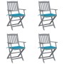 Folding garden chairs 4 pcs cushions solid acacia wood by vidaXL, Garden chairs - Ref: Foro24-3064513, Price: 197,44 €, Disco...