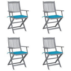 Folding garden chairs 4 pcs cushions solid acacia wood by vidaXL, Garden chairs - Ref: Foro24-3064513, Price: 197,99 €, Disco...