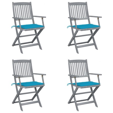 Folding garden chairs 4 pcs cushions solid acacia wood by vidaXL, Garden chairs - Ref: Foro24-3064513, Price: 197,44 €, Disco...