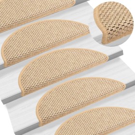 Selbstklebende Sisal-Stufenmatte 15 Stück beige 56x17x3 cm von vidaXL, Treppenmatten - Ref: Foro24-326868, Preis: 79,41 €, Ra...