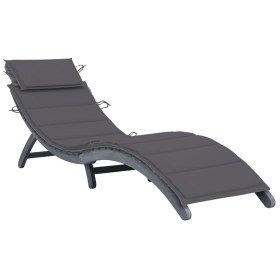 Lounger with solid gray acacia wood cushion by vidaXL, Loungers - Ref: Foro24-3064044, Price: 133,99 €, Discount: %